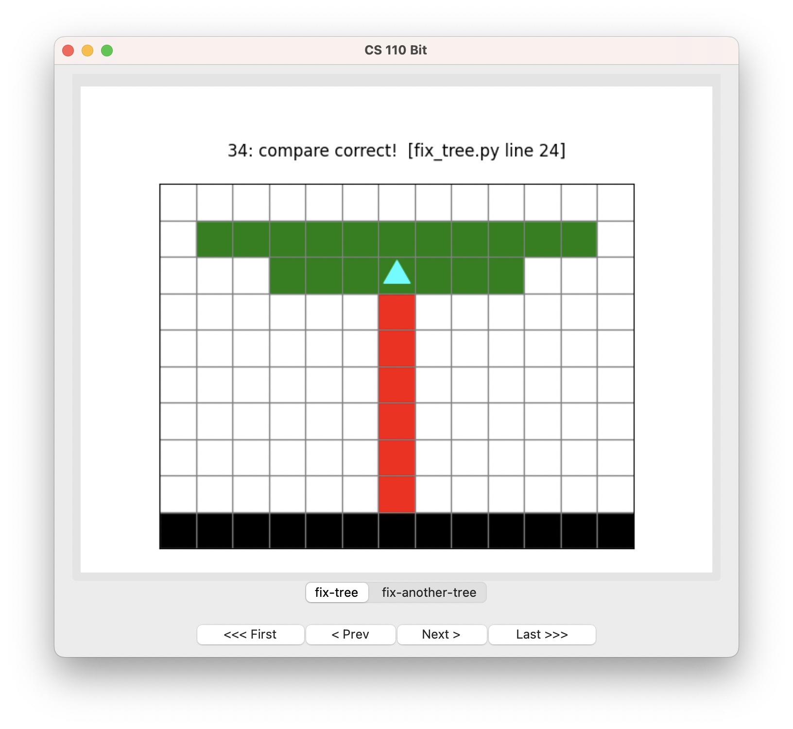 the tree is fixed properly, with the red column painted all the way to the green squares