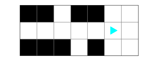 Bit has moved to the first space that does not have a black square on the top or bottom 