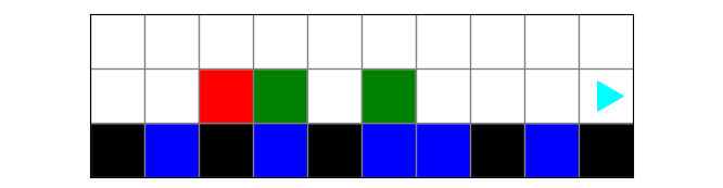 same world, with bit ending on the right, green squares above black squares have been painted white