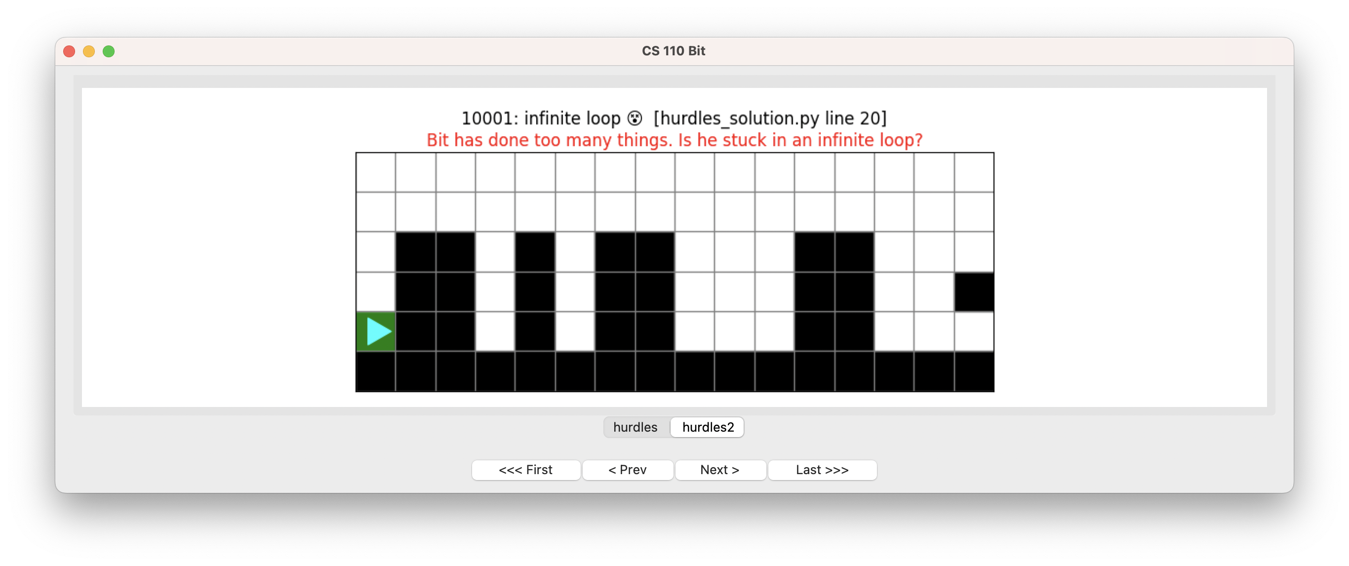 Bit goes to the first hurdle in the second world, also an infinite loop error