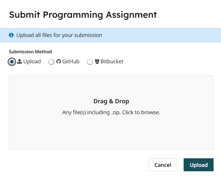 Gradescope code submission box