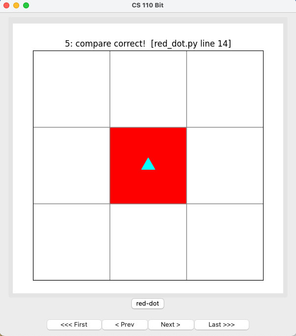 correct solution for the red dot problem, bit in the middle on a red square