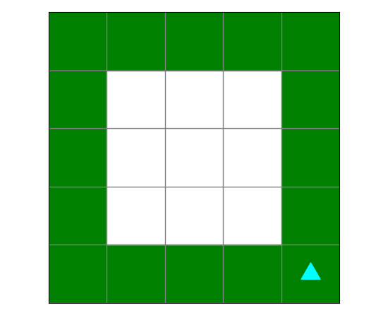 green squares around the border of the world, bit ending at the bottom right facing up