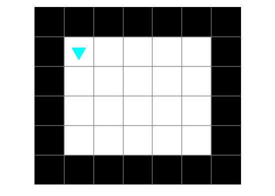 7 by 6 world where all the border squares are black, bit in the top left beneath the black squares