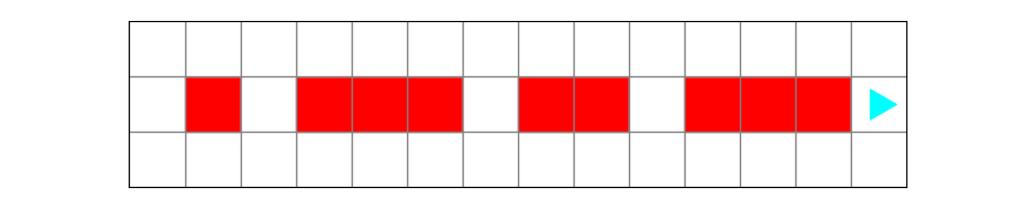 all of the blue and green squares turned to red, bit ending on the right